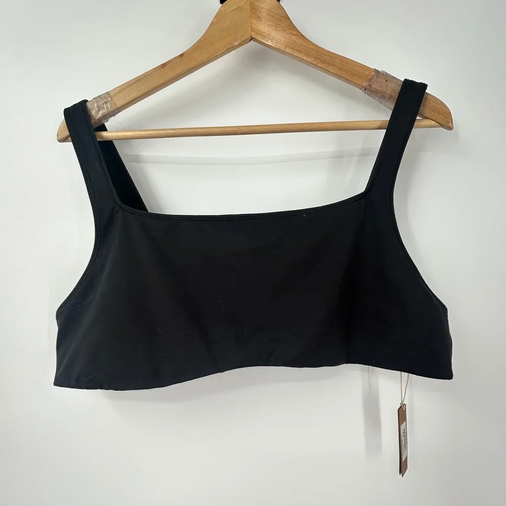 SKIMS Signature Swim Tank Bikini Top Onyx Black Square Neck Womens 3X